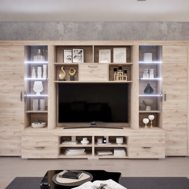 Luxara II. szekrénysor (Fehér Tölgy) modern