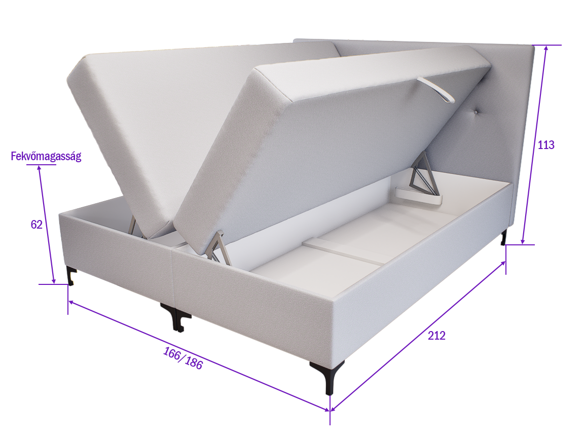 Altivo Boxspring Franciaágy (Világosszürke) modern