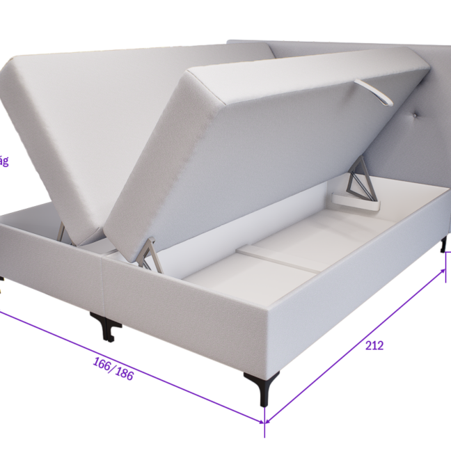 Altivo Boxspring Franciaágy (Világosszürke) modern
