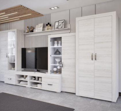 Luxara I. szekrénysor (Hófehér kőris) 2 ajtós ruhás elemmel modern