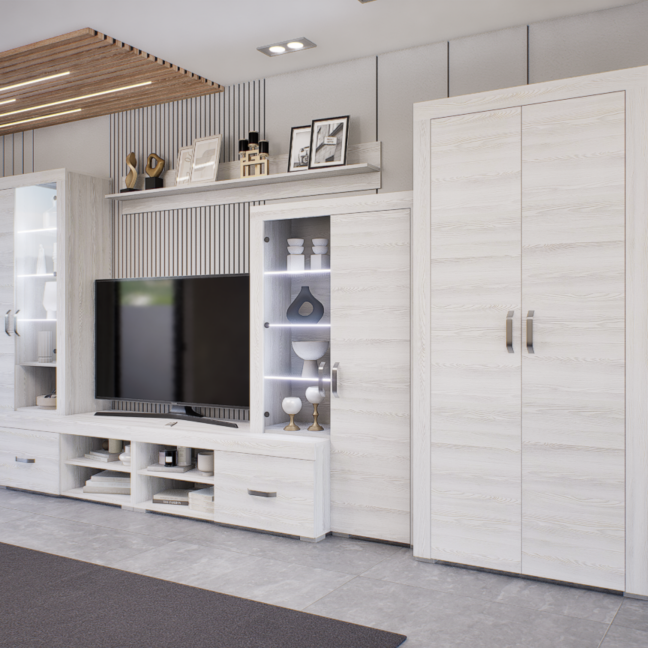 Luxara I. szekrénysor (Hófehér kőris) 2 ajtós ruhás elemmel modern