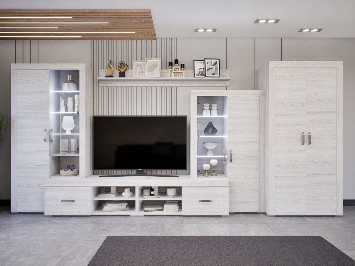 Luxara I. szekrénysor (Hófehér kőris) 2 ajtós ruhás elemmel modern