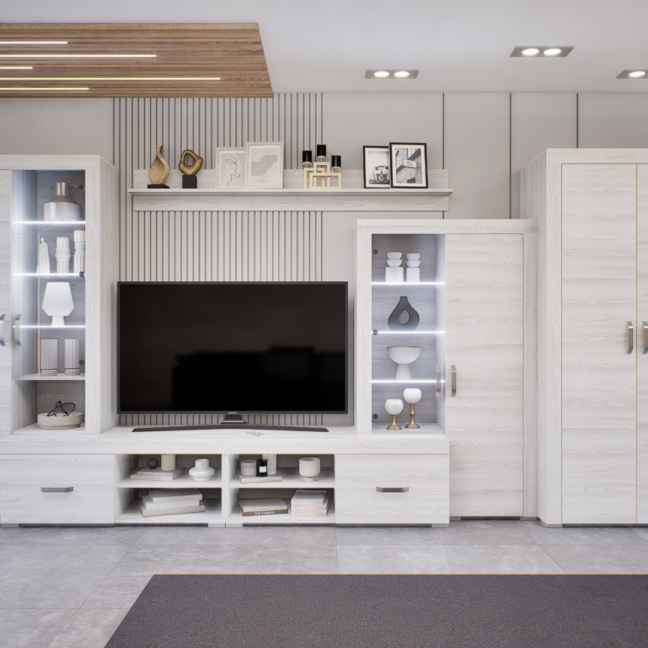 Luxara I. szekrénysor (Hófehér kőris) 2 ajtós ruhás elemmel modern