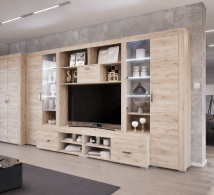 Luxara II. szekrénysor (Fehér Tölgy) 2 ajtós ruhás elemmel modern