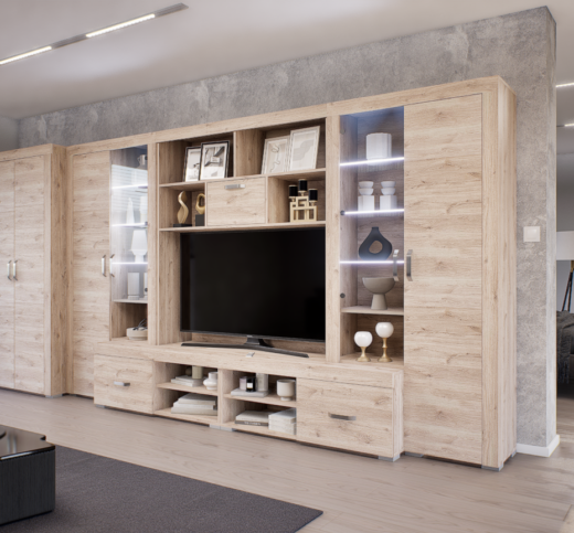 Luxara II. szekrénysor (Fehér Tölgy) 2 ajtós ruhás elemmel modern