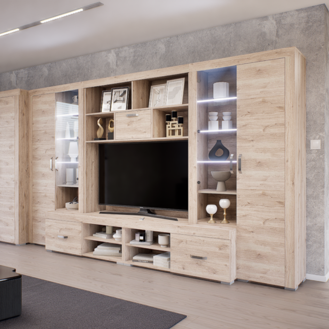 Luxara II. szekrénysor (Fehér Tölgy) 2 ajtós ruhás elemmel modern
