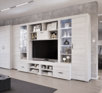 Luxara II. szekrénysor (Hófehér kőris) 2 ajtós ruhás elemmel modern