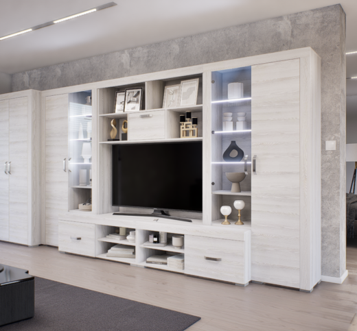 Luxara II. szekrénysor (Hófehér kőris) 2 ajtós ruhás elemmel modern