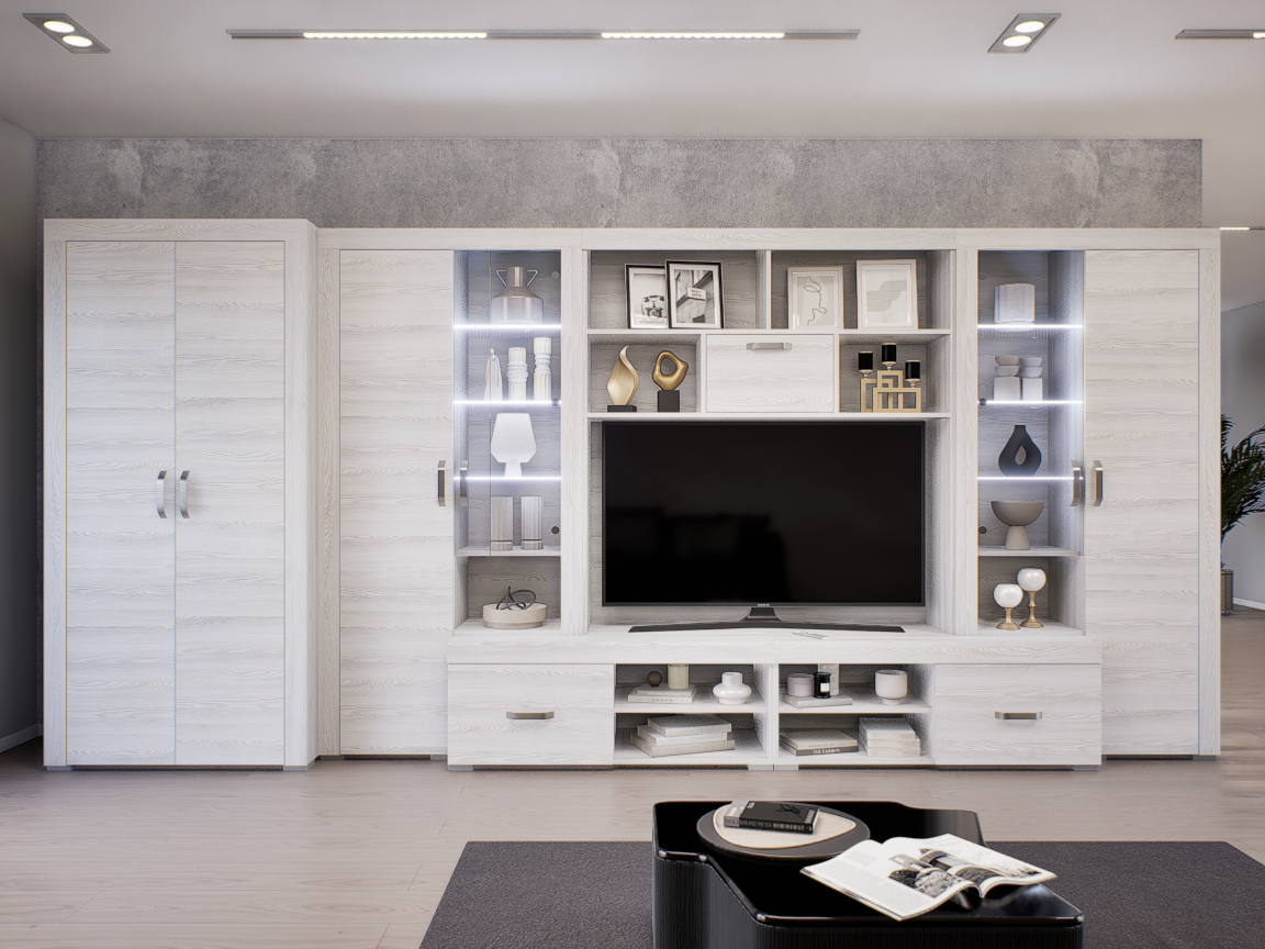 Luxara II. szekrénysor (Hófehér kőris) 2 ajtós ruhás elemmel modern