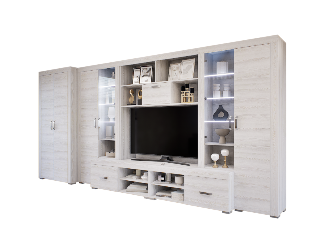 Luxara II. szekrénysor (Hófehér kőris) 2 ajtós ruhás elemmel modern