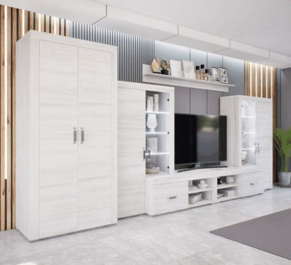 Luxara III. szekrénysor (Hófehér kőris) 2 ajtós ruhás elemmel modern