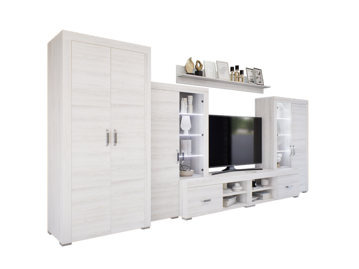 Luxara III. szekrénysor (Hófehér kőris) 2 ajtós ruhás elemmel modern