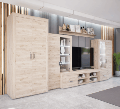 Luxara III. szekrénysor (Fehér Tölgy) 2 ajtós ruhás elemmel modern