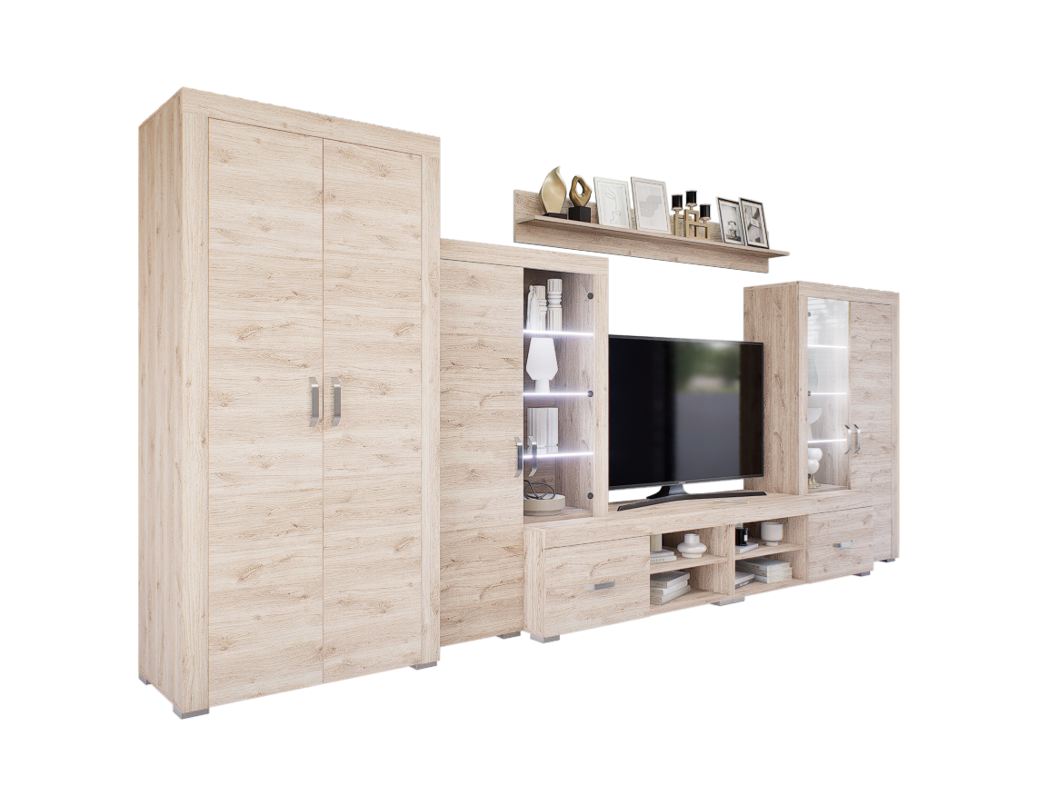 Luxara III. szekrénysor (Fehér Tölgy) 2 ajtós ruhás elemmel modern