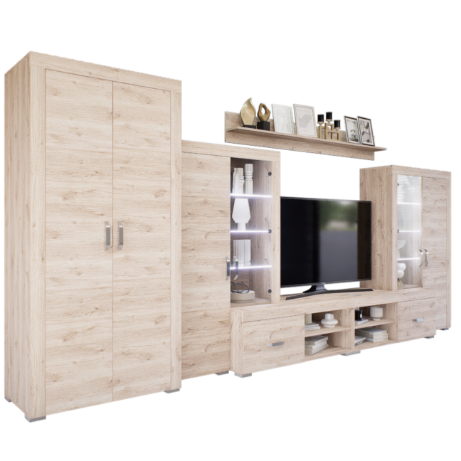 Luxara III. szekrénysor (Fehér Tölgy) 2 ajtós ruhás elemmel modern