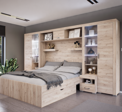 Luxara Áthidalós szekrénysor (Fehér Tölgy) modern
