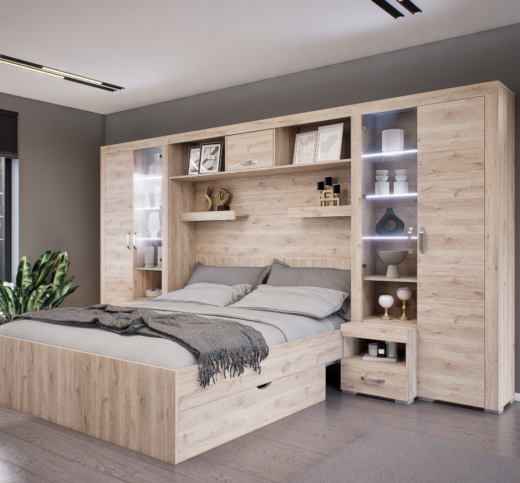 Luxara Áthidalós szekrénysor (Fehér Tölgy) modern