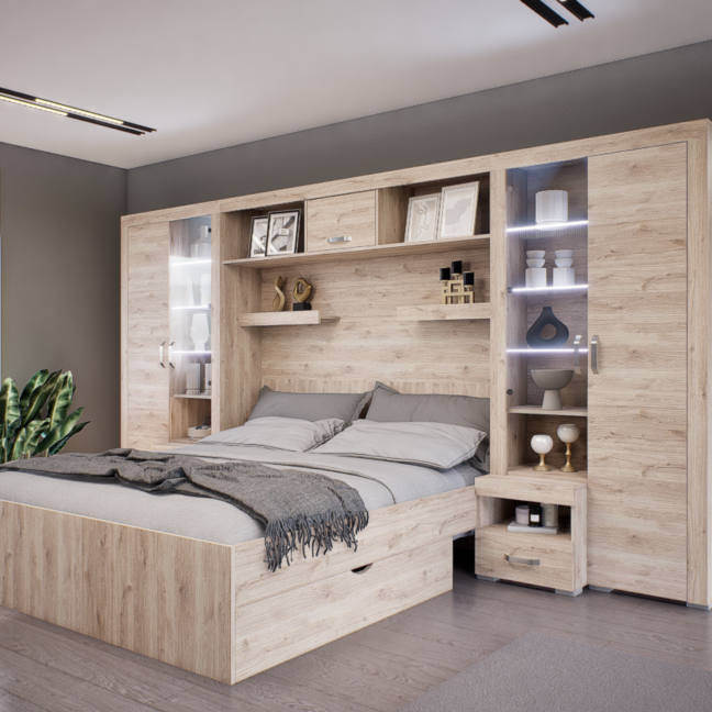 Luxara Áthidalós szekrénysor (Fehér Tölgy) modern