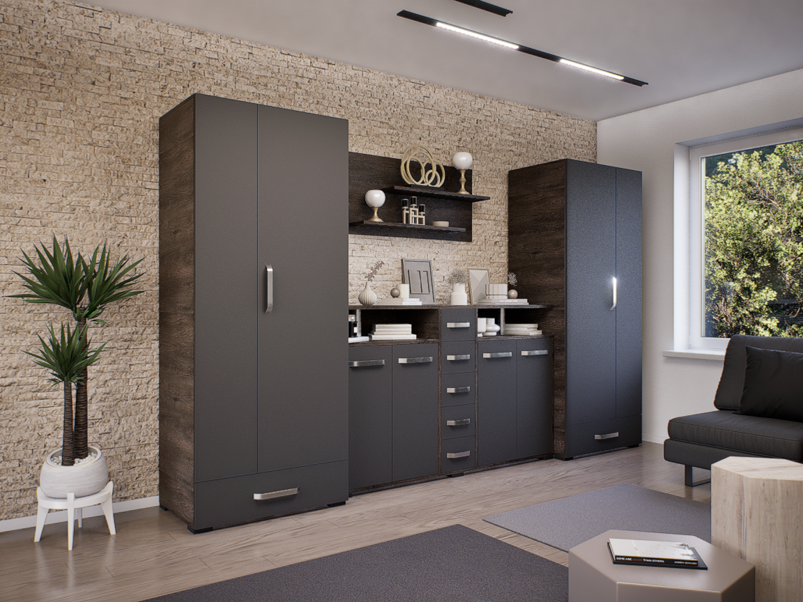 Eterna szekrénysor (Concordia-Antracit) modern