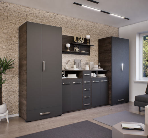 Eterna szekrénysor (Concordia-Antracit) modern