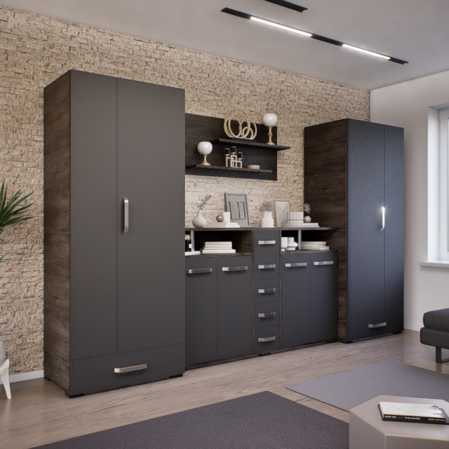 Eterna szekrénysor (Concordia-Antracit) modern