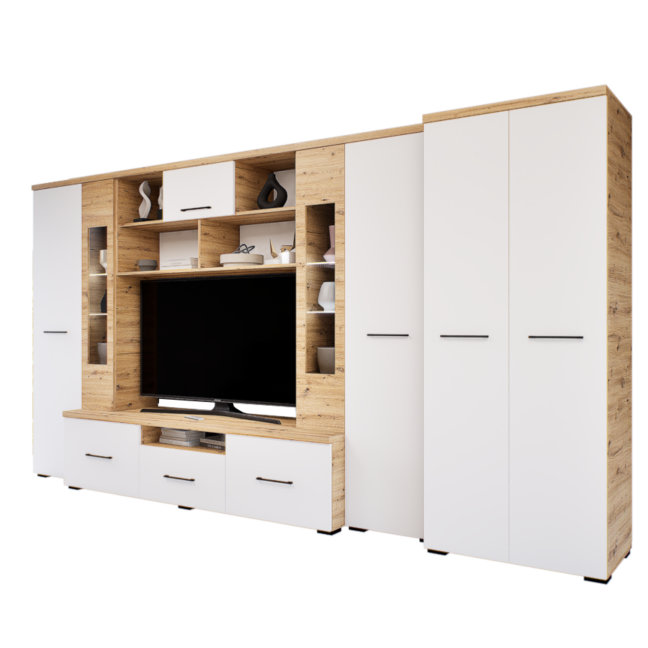 Zerina szekrénysor (Artisan-Fehér) 2 ajtós ruhás elemmel modern