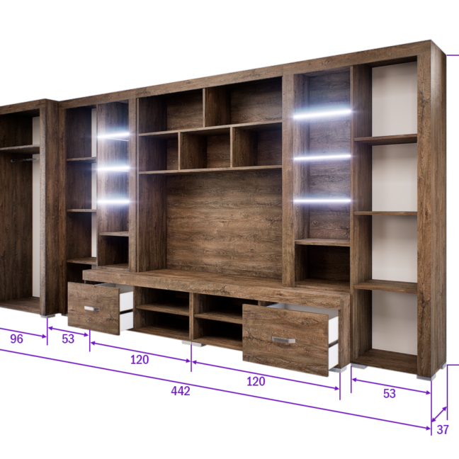 Luxara II. szekrénysor (Bolzánó) 2 ajtós ruhás elemmel modern