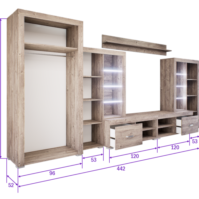 Luxara III. szekrénysor (Gotland) 2 ajtós ruhás elemmel modern
