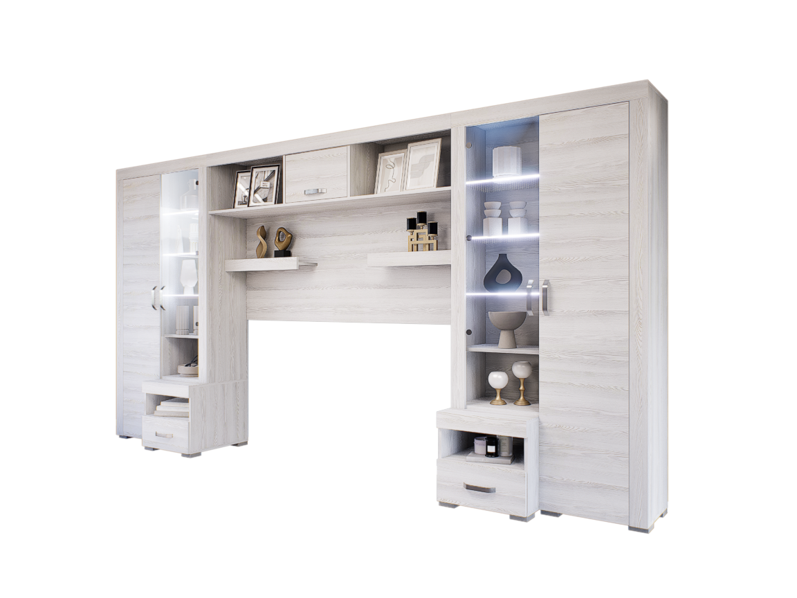 Luxara Áthidalós szekrénysor (Hófehér kőris) modern