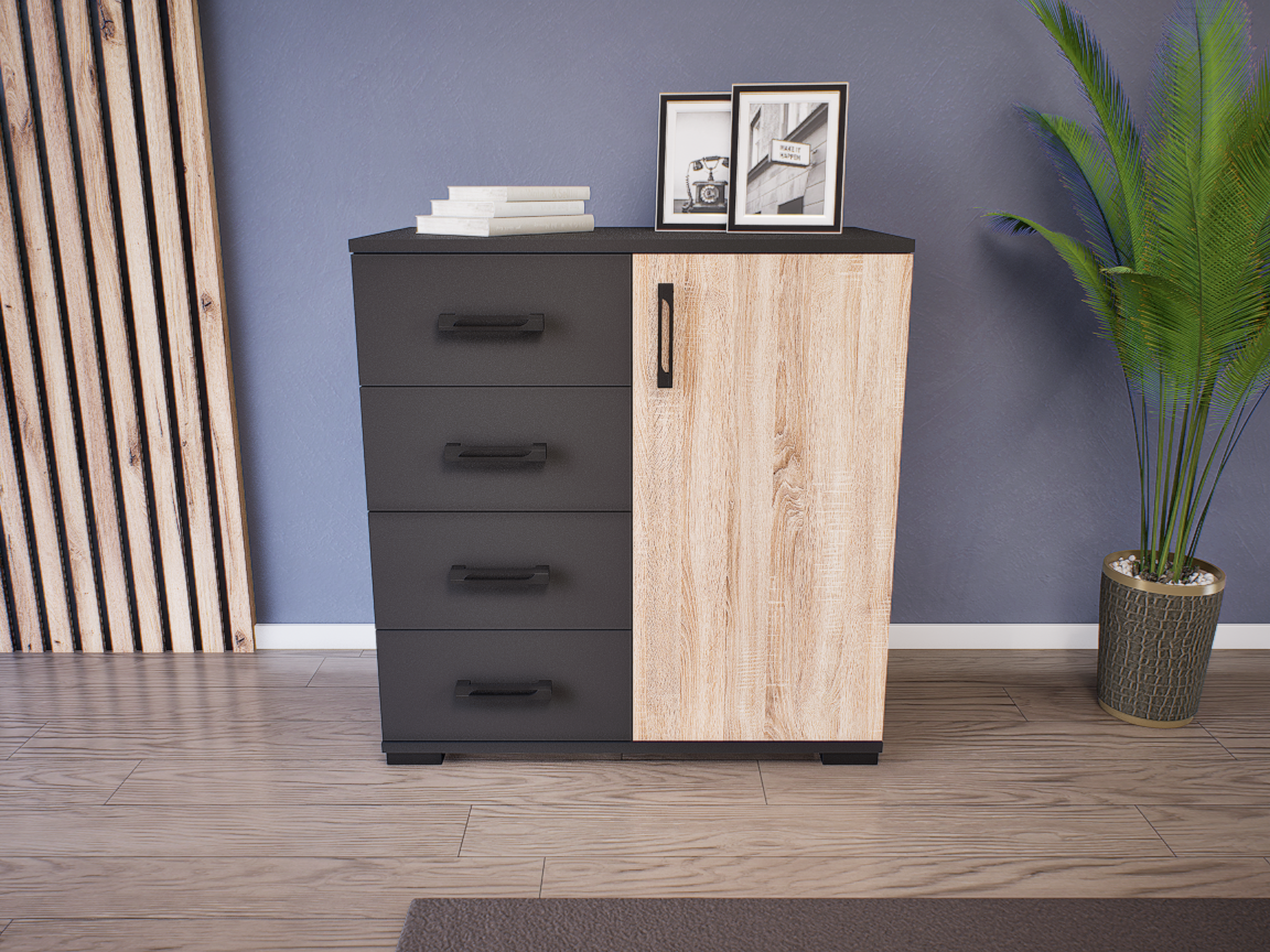 Madera Komód (Antracit-Sonoma) modern