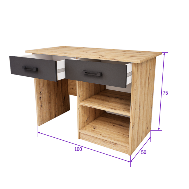 Nexor íróasztal (Artisan-Antracit) modern