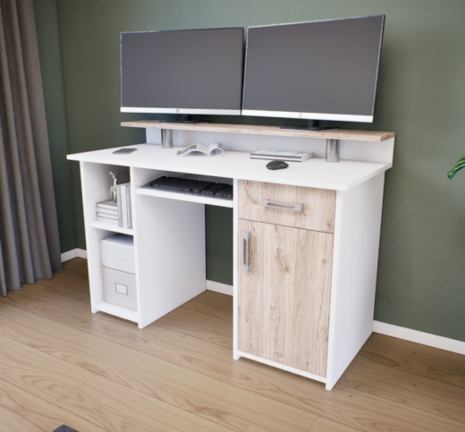 Quadro íróasztal (Fehér-Fehér tölgy) modern