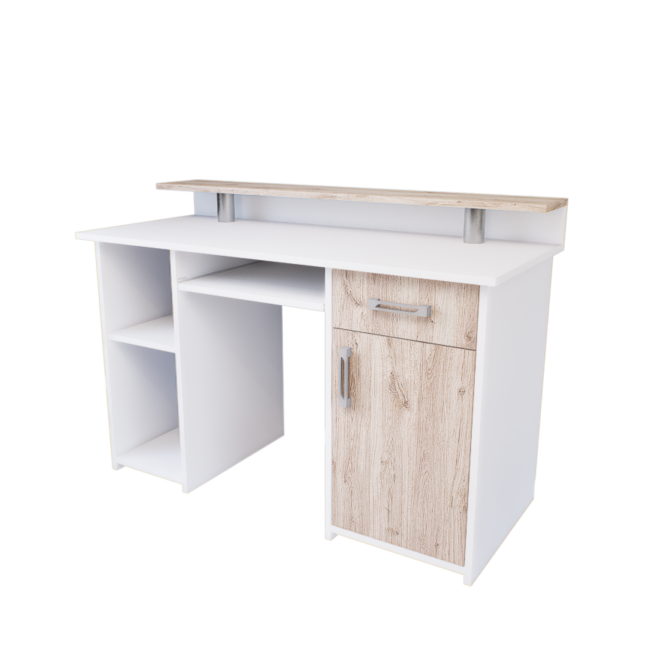 Quadro íróasztal (Fehér-Fehér tölgy) modern