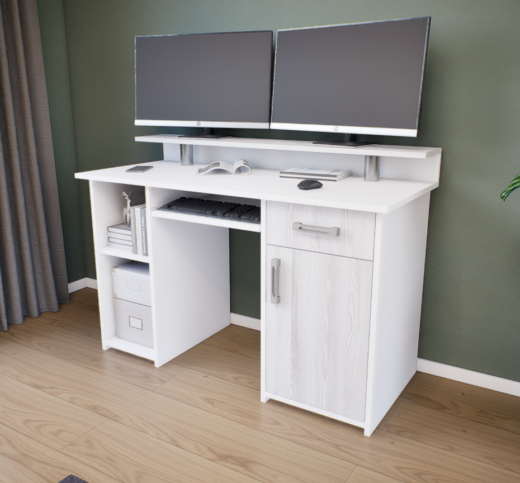 Quadro íróasztal (Fehér-Hófehér kőris) modern