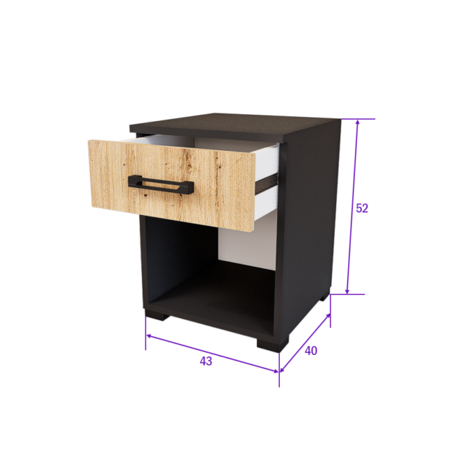 Lunera Éjjeliszekrény (Antracit-Artisan) modern