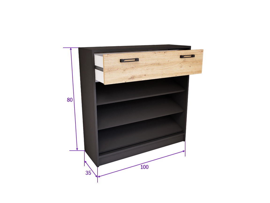 Tacora Cipősszekrény (Antracit-Artisan) modern