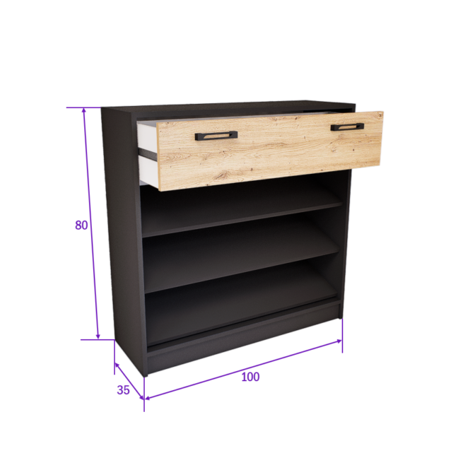 Tacora Cipősszekrény (Antracit-Artisan) modern