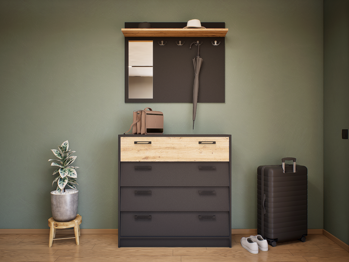 Aurelia Előszoba Garnitúra (Antracit-Artisan) modern