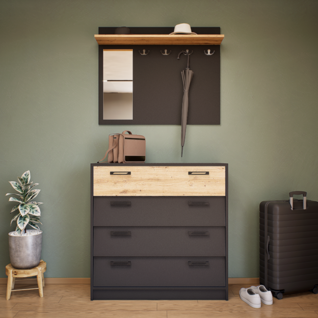 Aurelia Előszoba Garnitúra (Antracit-Artisan) modern