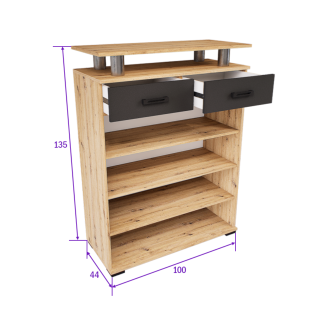 Renova Komód (Artisan-Antracit) modern