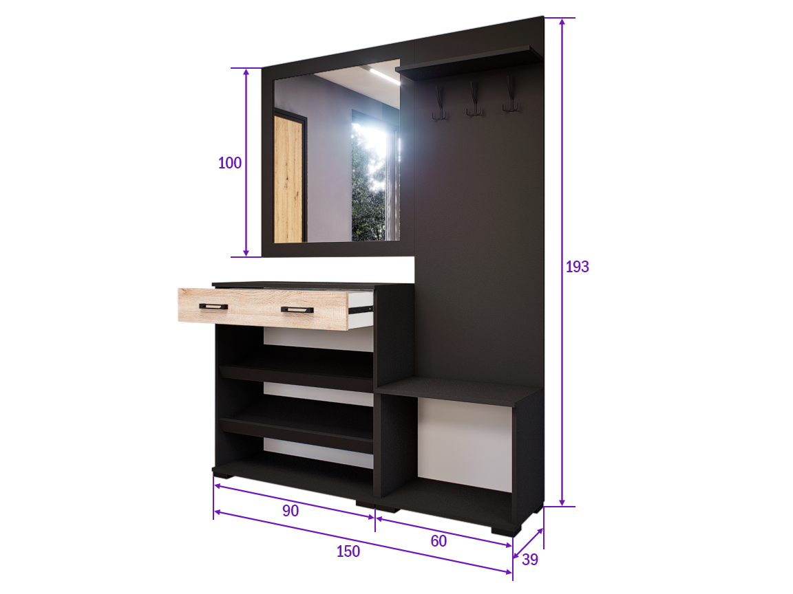 Venturo Előszoba Garnitúra (Antracit-Sonoma) modern