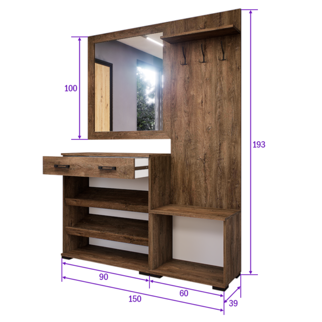 Venturo Előszoba Garnitúra (Bolzánó-Antracit) modern