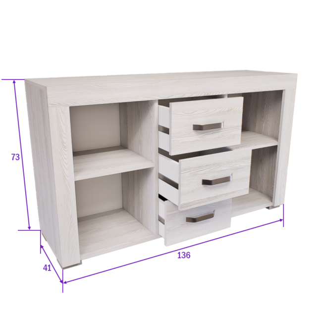 Luxara III. Komód (Hófehér kőris) modern