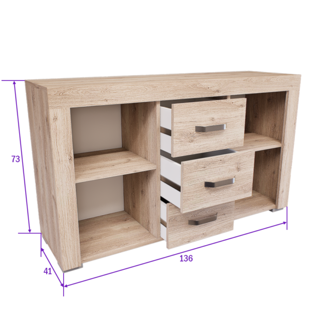 Luxara III. Komód (Fehér Tölgy) modern