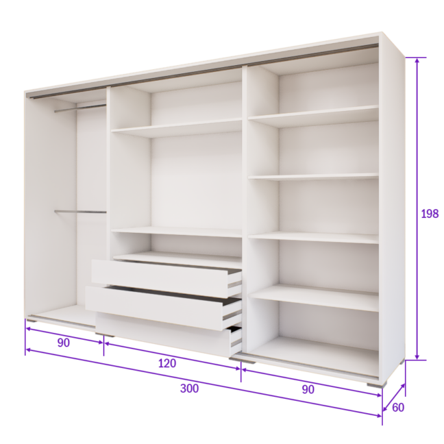 Portana Tolóajtós Gardrób (Fehér) modern