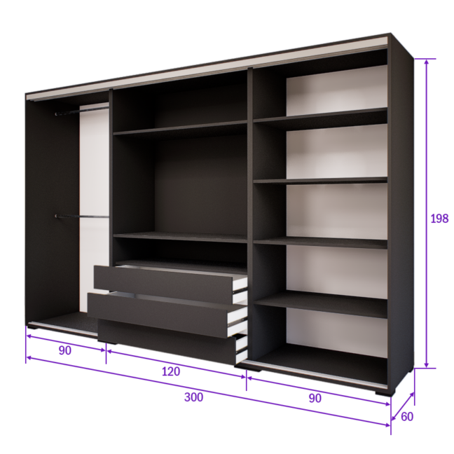 Portana Tolóajtós Gardrób (Antracit) modern