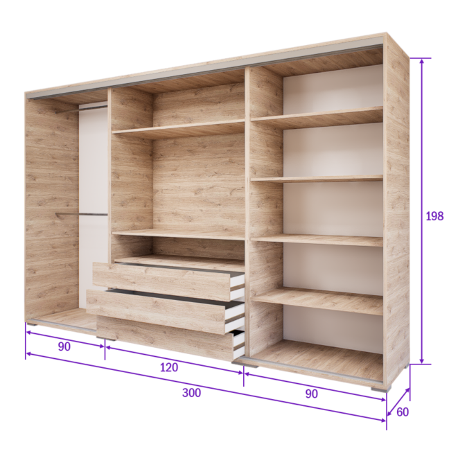 Portana Tolóajtós Gardrób (Fehér Tölgy) modern