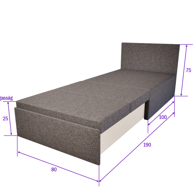 Noviro fotelágy (Sötétszürke) modern