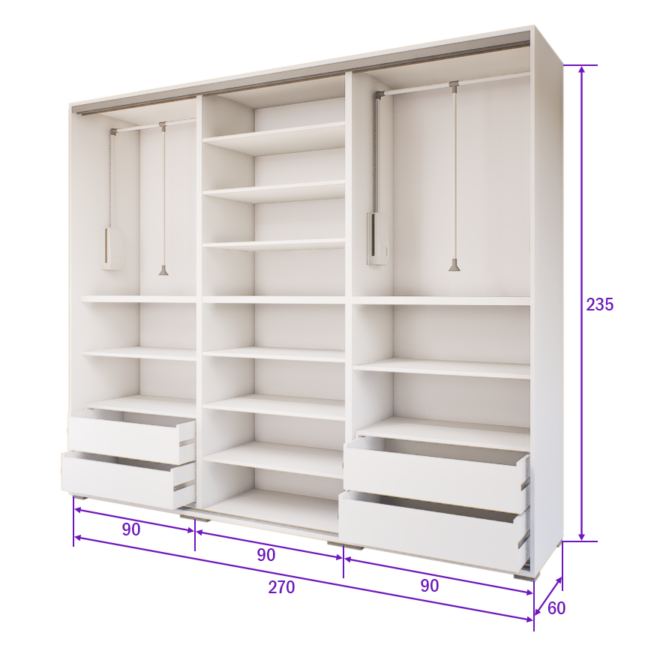 Calisto Tolóajtós Gardrób (Fehér-Artisan) modern