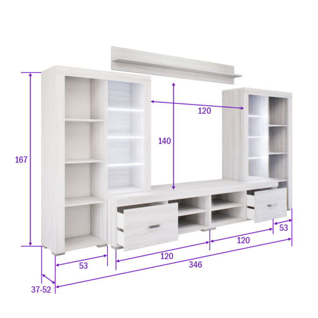 Luxara III. szekrénysor (Hófehér kőris) modern